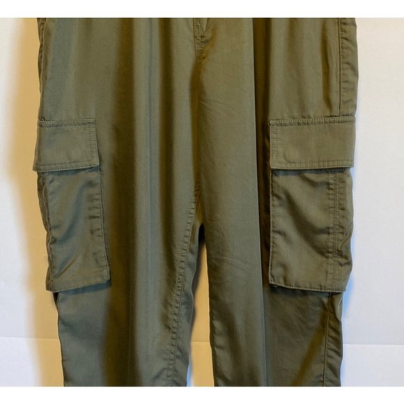 Abercrombie & Fitch Cargo Joggers Olive Green High Rise Paperbag Waist - Picture 5 of 12